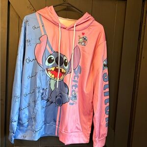 Stitch Pullover Hoodie in Pink and Light Blue